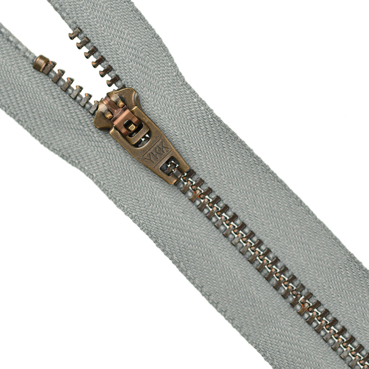 YKK JEAN ZIP NO.4.5 ANTIQUE GOLD COL 577 FOG GREY