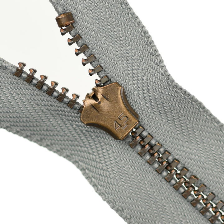 YKK JEAN ZIP NO.4.5 ANTIQUE GOLD COL 577 FOG GREY