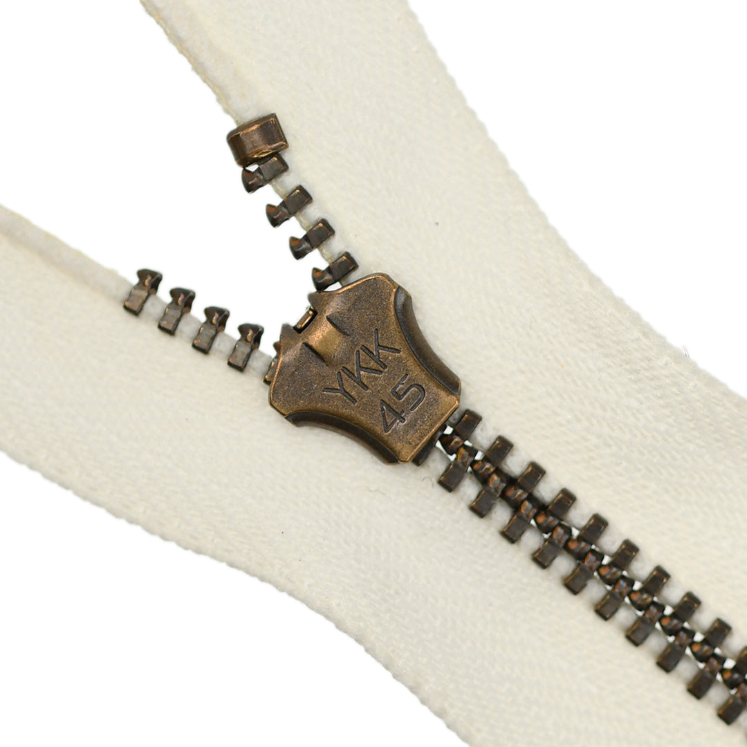 YKK JEAN ZIP NO.4.5 ANTIQUE GOLD COL 841 IVORY