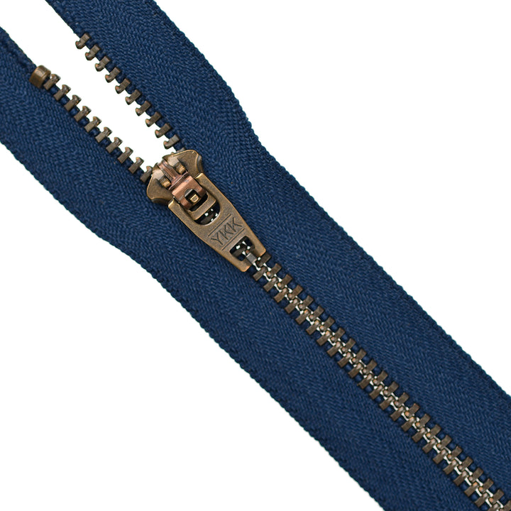 YKK JEAN ZIP NO.4.5 ANTIQUE GOLD COL 919 DEEP BLUE