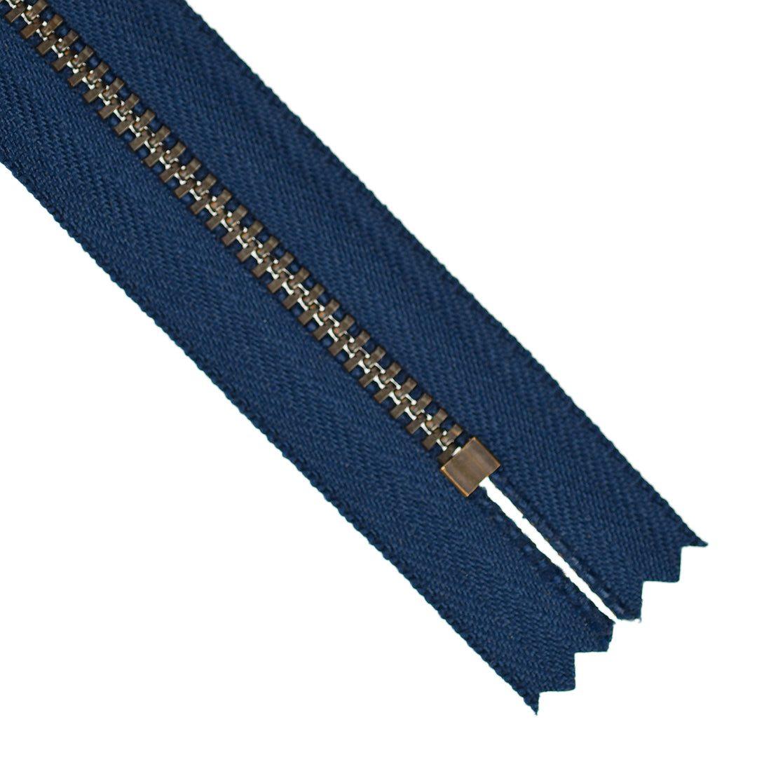 YKK JEAN ZIP NO.4.5 ANTIQUE GOLD COL 919 DEEP BLUE