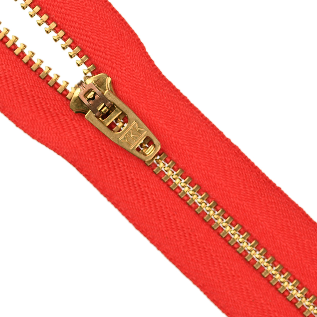 YKK JEAN ZIP NO.4.5 GOLD COL 820 VIVID RED