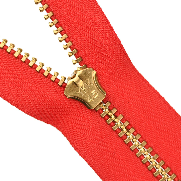 YKK JEAN ZIP NO.4.5 GOLD COL 820 VIVID RED