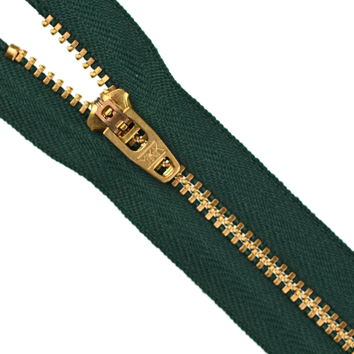 YKK JEAN ZIP NO.4.5 GOLD COL 890 PINE GREEN