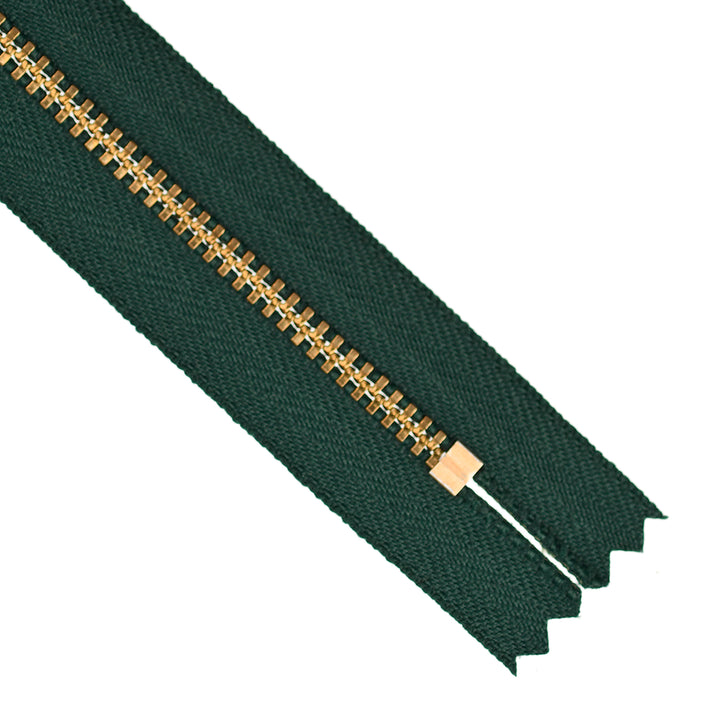 YKK JEAN ZIP NO.4.5 GOLD COL 890 PINE GREEN