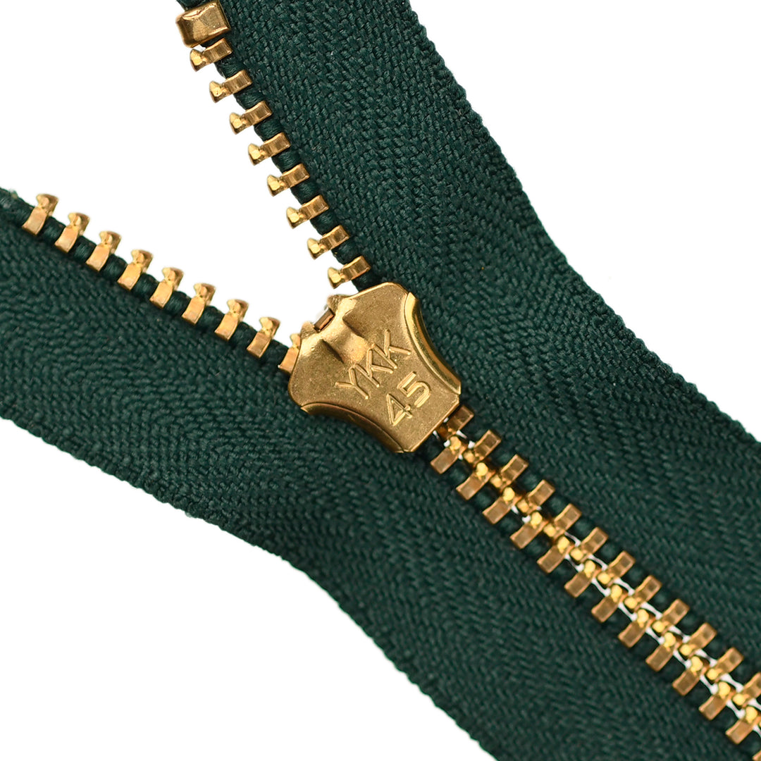 YKK JEAN ZIP NO.4.5 GOLD COL 890 PINE GREEN