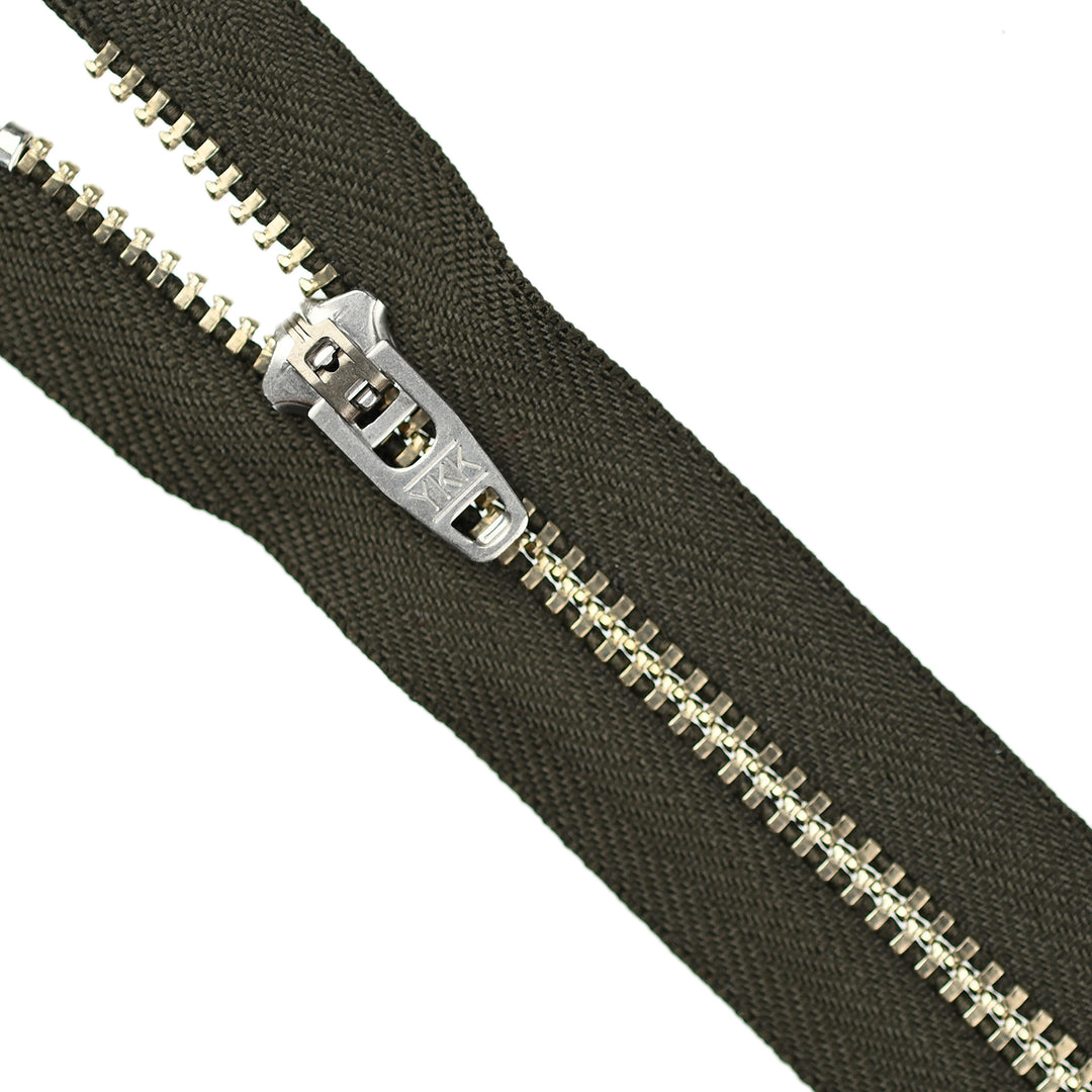 YKK JEAN ZIP NO.4.5 NICKEL COL 173 DARK OLIVE GREEN