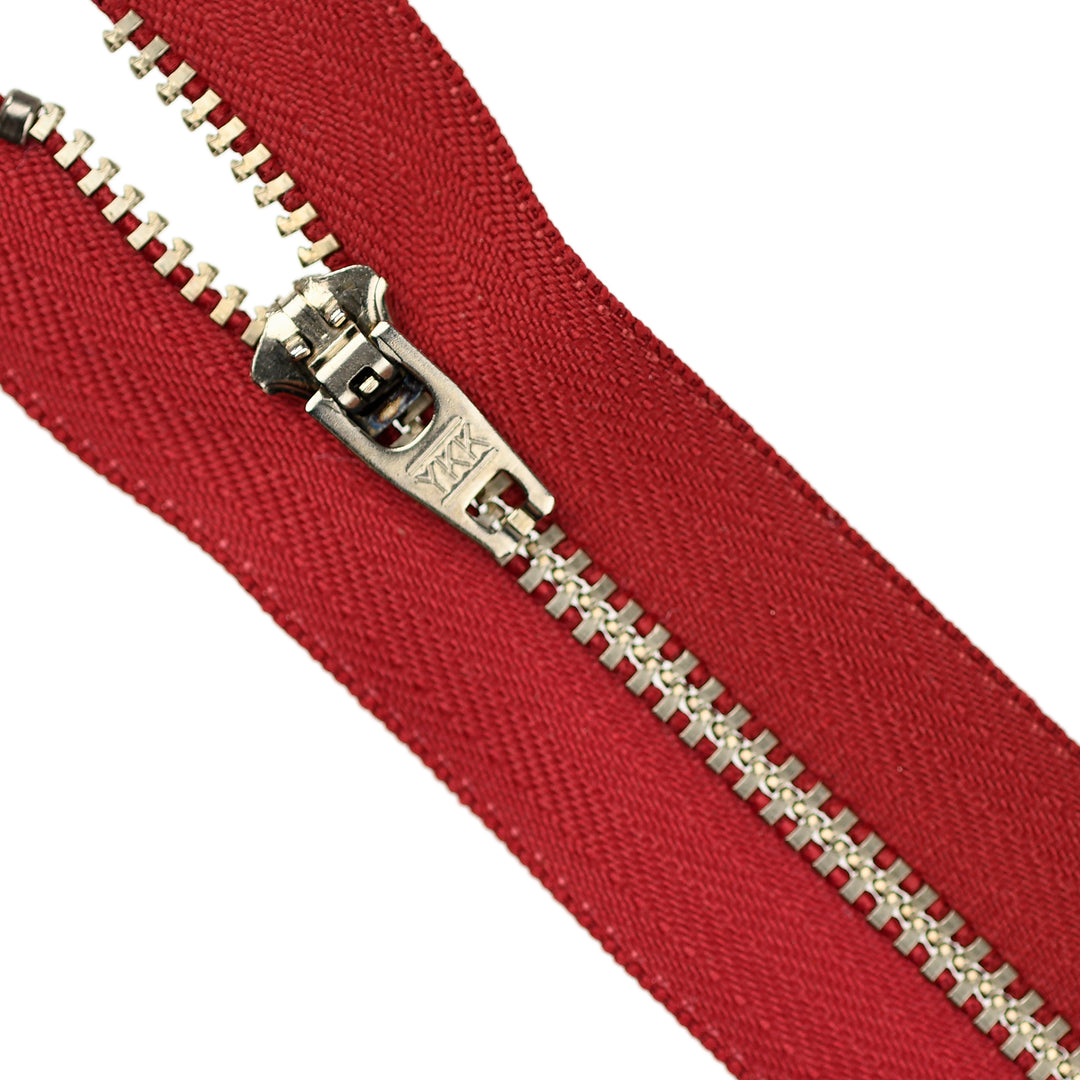 YKK JEAN ZIP NO.4.5 NICKEL COL 520 DARK RED