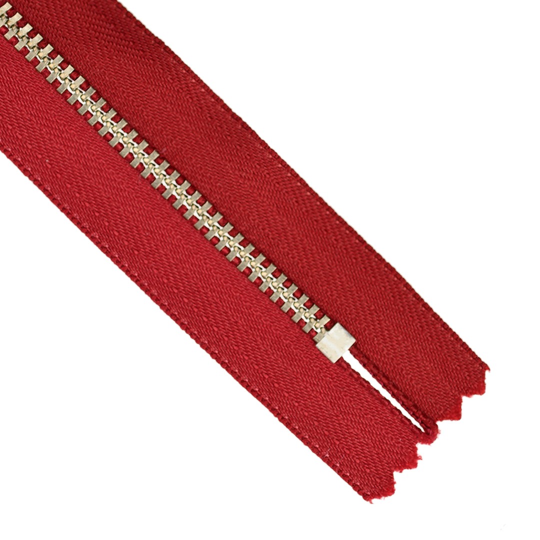 YKK JEAN ZIP NO.4.5 NICKEL COL 520 DARK RED