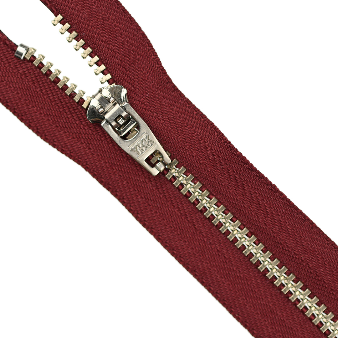 YKK JEAN ZIP NO.4.5 NICKEL COL 527 BURGUNDY