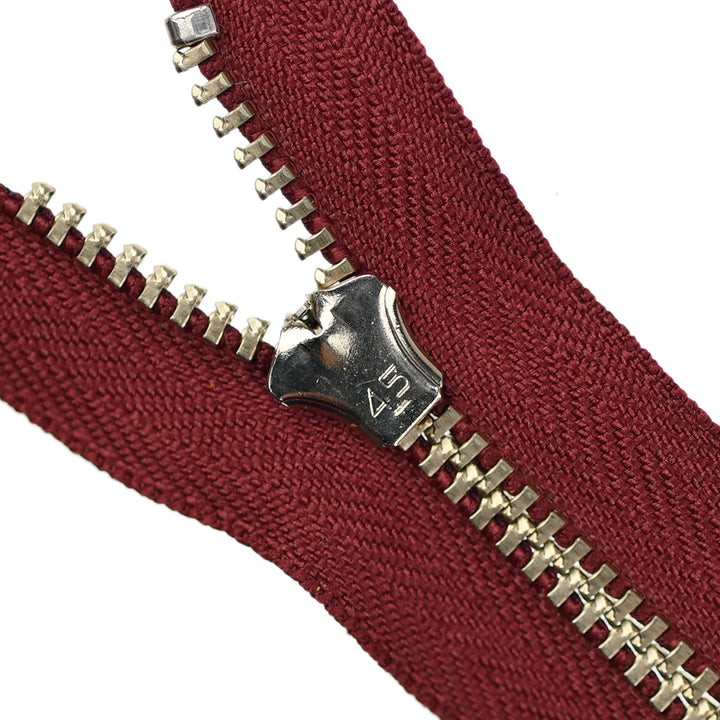 YKK JEAN ZIP NO.4.5 NICKEL COL 527 BURGUNDY
