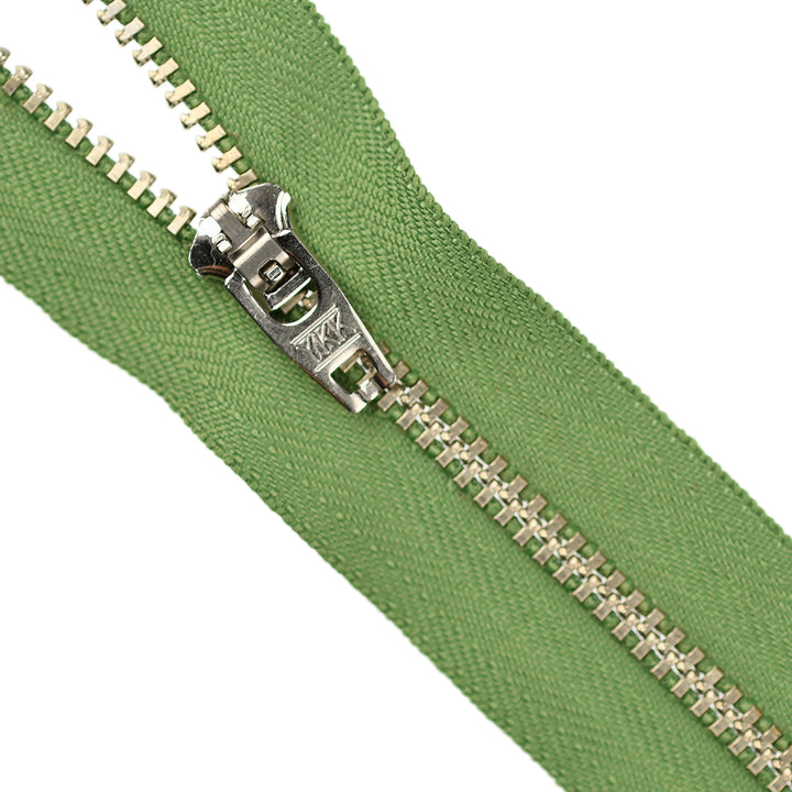 YKK JEAN ZIP NO.4.5 NICKEL COL 528 LAWN GREEN