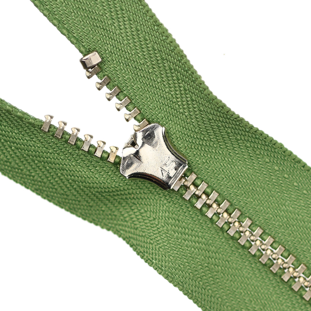 YKK JEAN ZIP NO.4.5 NICKEL COL 528 LAWN GREEN