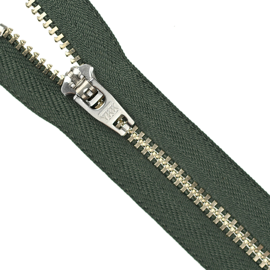 YKK JEAN ZIP NO.4.5 NICKEL COL 567 JUNGLE GREEN