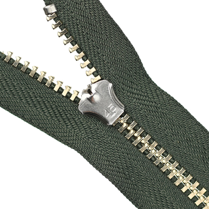 YKK JEAN ZIP NO.4.5 NICKEL COL 567 JUNGLE GREEN