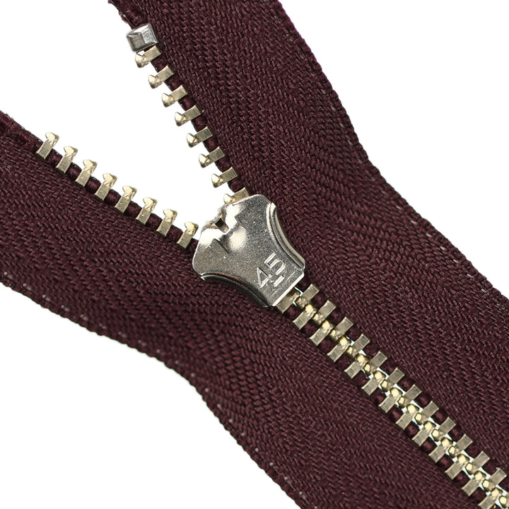 YKK JEAN ZIP NO.4.5 NICKEL COL 864 DARK WINE