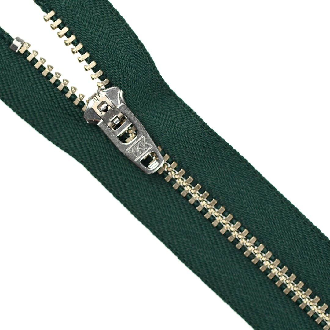 YKK JEAN ZIP NO.4.5 NICKEL COL 890 PINE GREEN