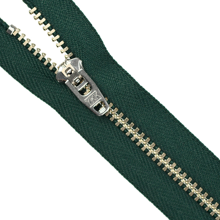 YKK JEAN ZIP NO.4.5 NICKEL COL 890 PINE GREEN