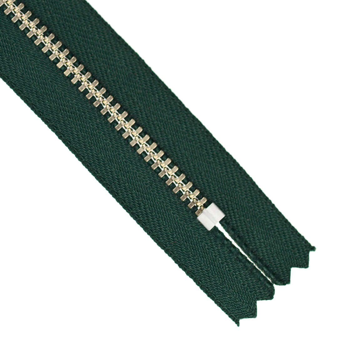 YKK JEAN ZIP NO.4.5 NICKEL COL 890 PINE GREEN