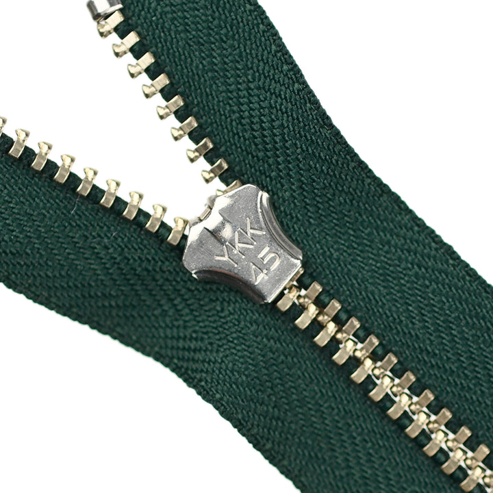 YKK JEAN ZIP NO.4.5 NICKEL COL 890 PINE GREEN