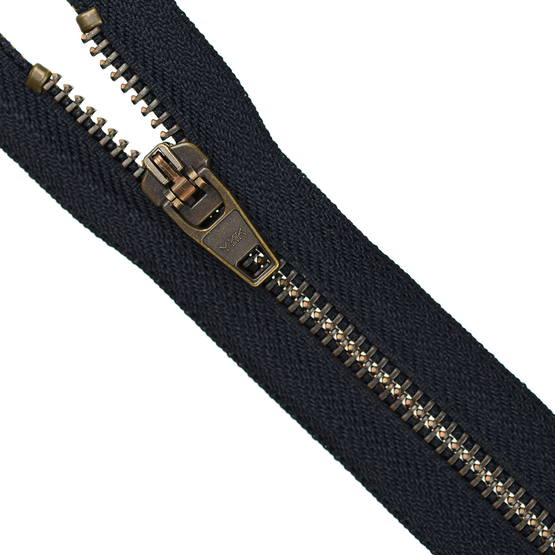 YKK JEAN ZIP NO.5 ANTIQUE GOLD COL 233 DARK NAVY