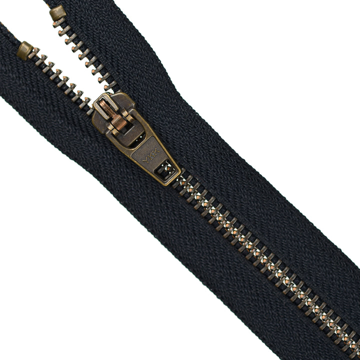 YKK JEAN ZIP NO.5 ANTIQUE GOLD COL 233 DARK NAVY