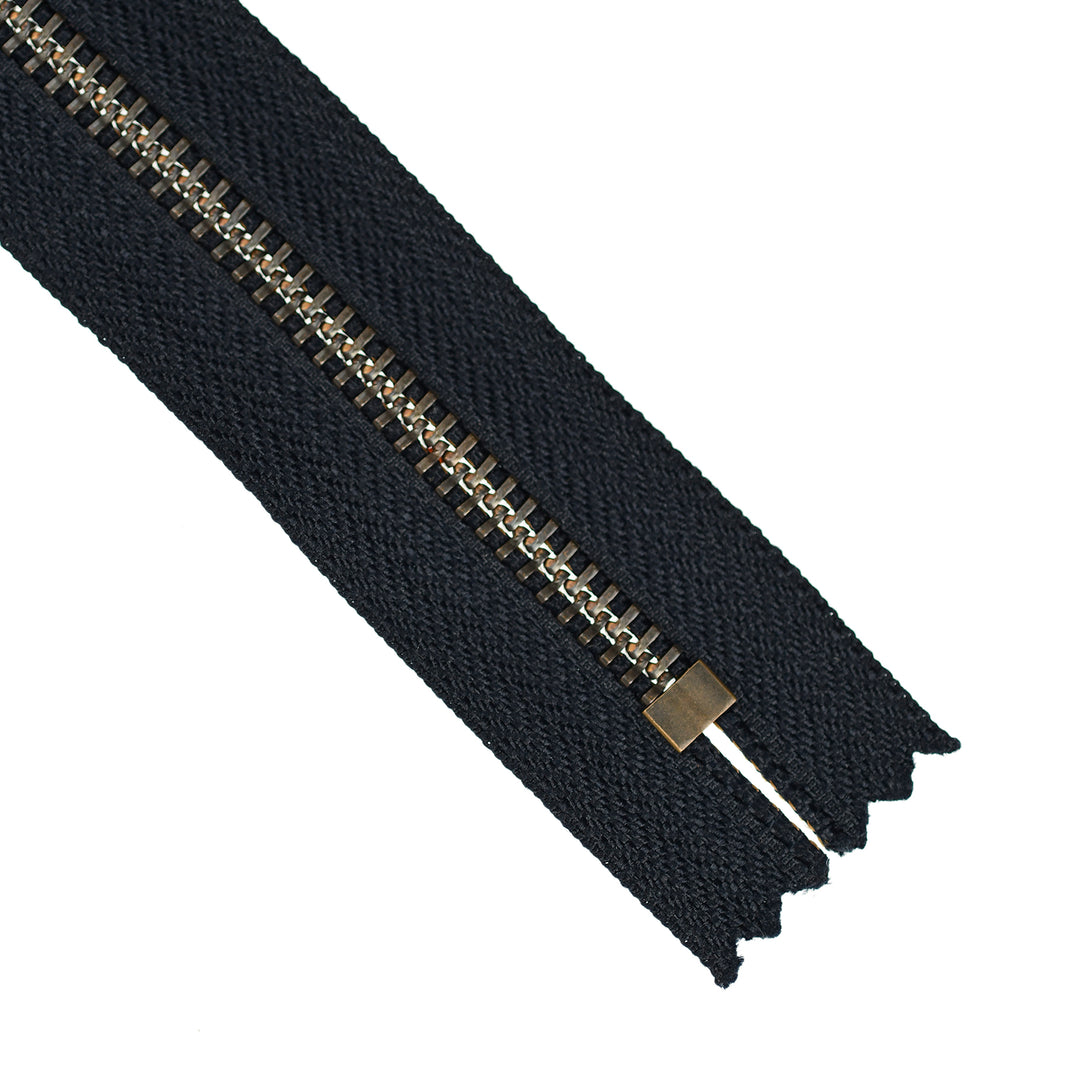 YKK JEAN ZIP NO.5 ANTIQUE GOLD COL 233 DARK NAVY