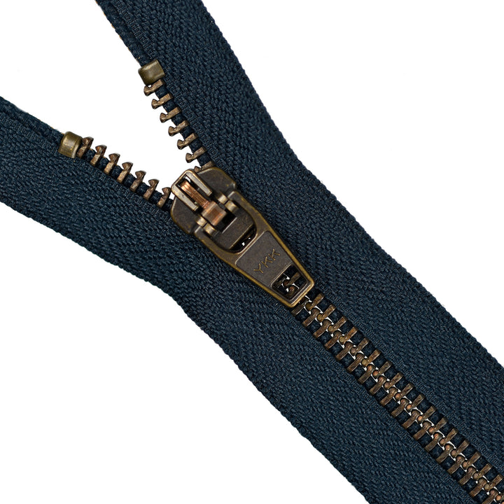 YKK JEAN ZIP NO.5 ANTIQUE GOLD COL 560 NAVY