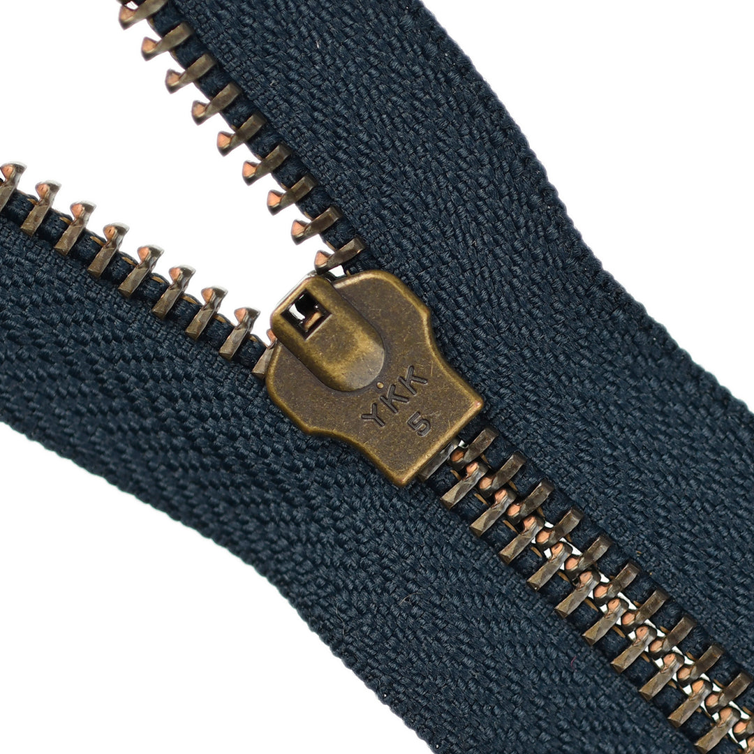 YKK JEAN ZIP NO.5 ANTIQUE GOLD COL 560 NAVY