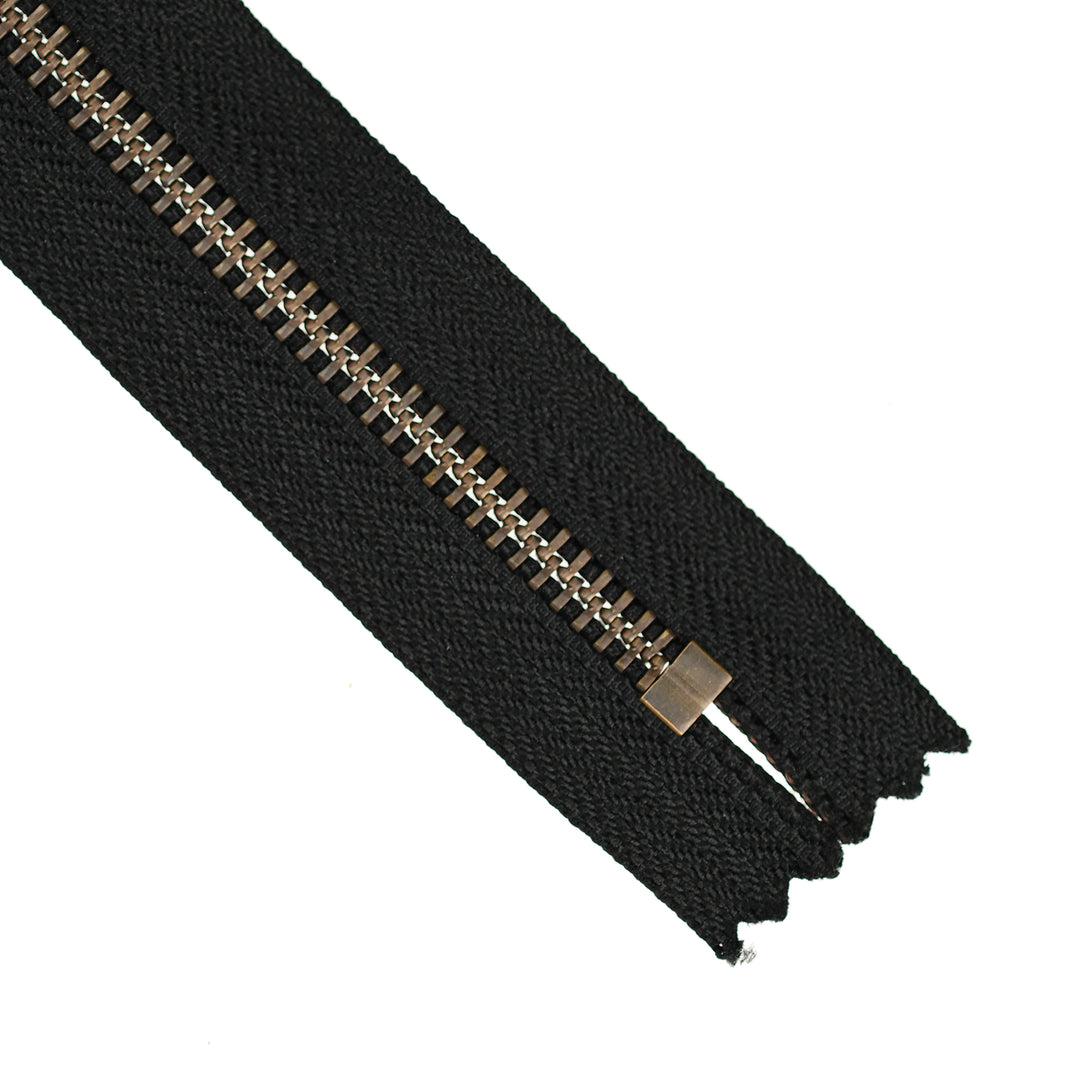 YKK JEAN ZIP NO.5 ANTIQUE GOLD COL 580 BLACK