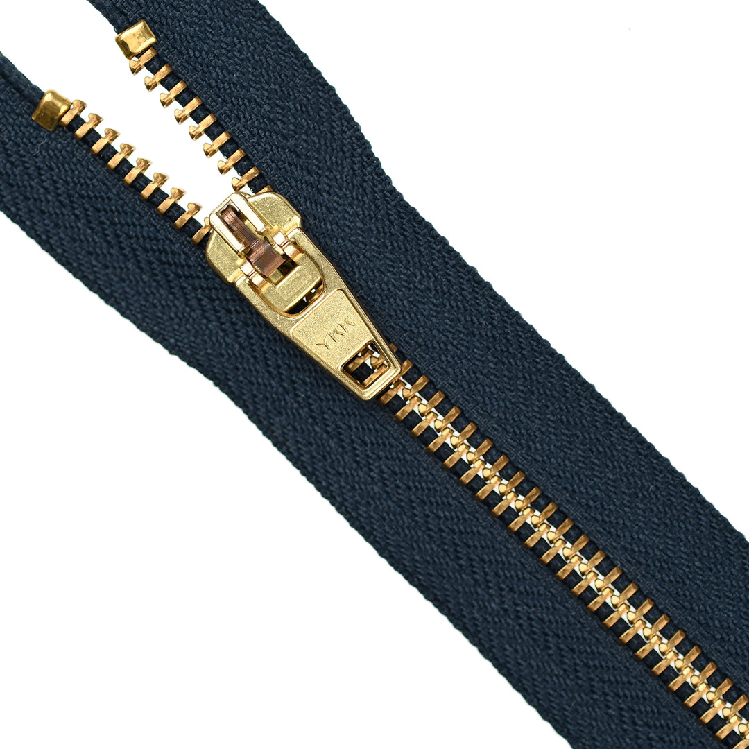 YKK JEAN ZIP NO.5 ANTIQUE GOLD COL 233 DARK NAVY