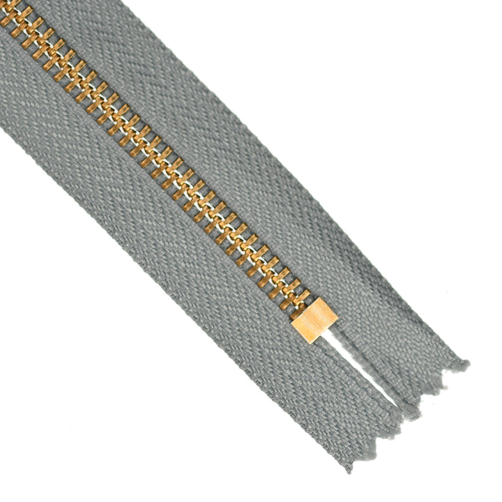 YKK JEAN ZIP NO.5 GOLD COL 577 FOG GREY