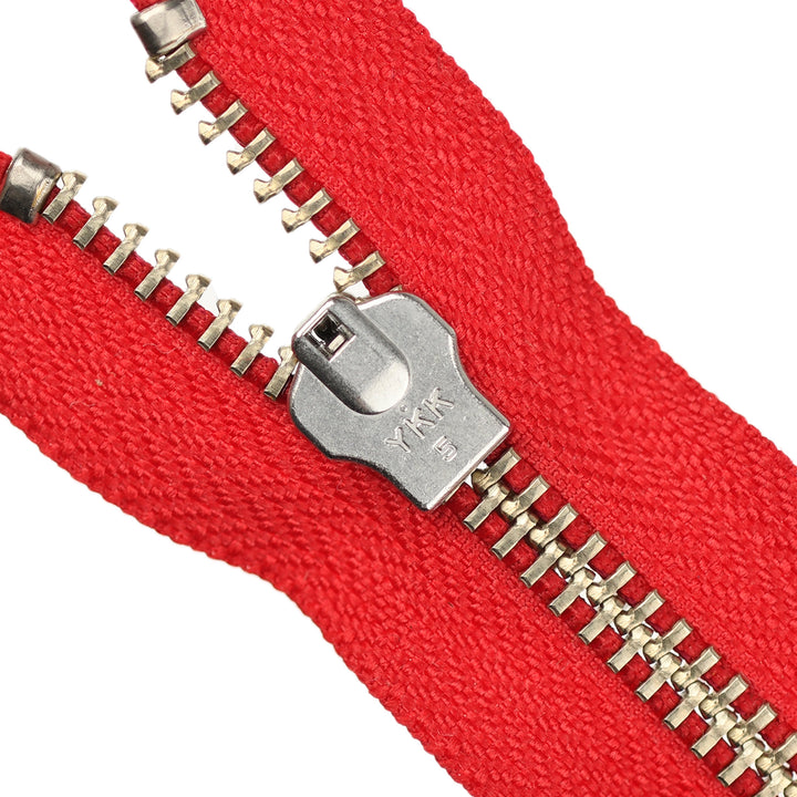 YKK JEAN ZIP NO.5 NICKEL COL 519 RED