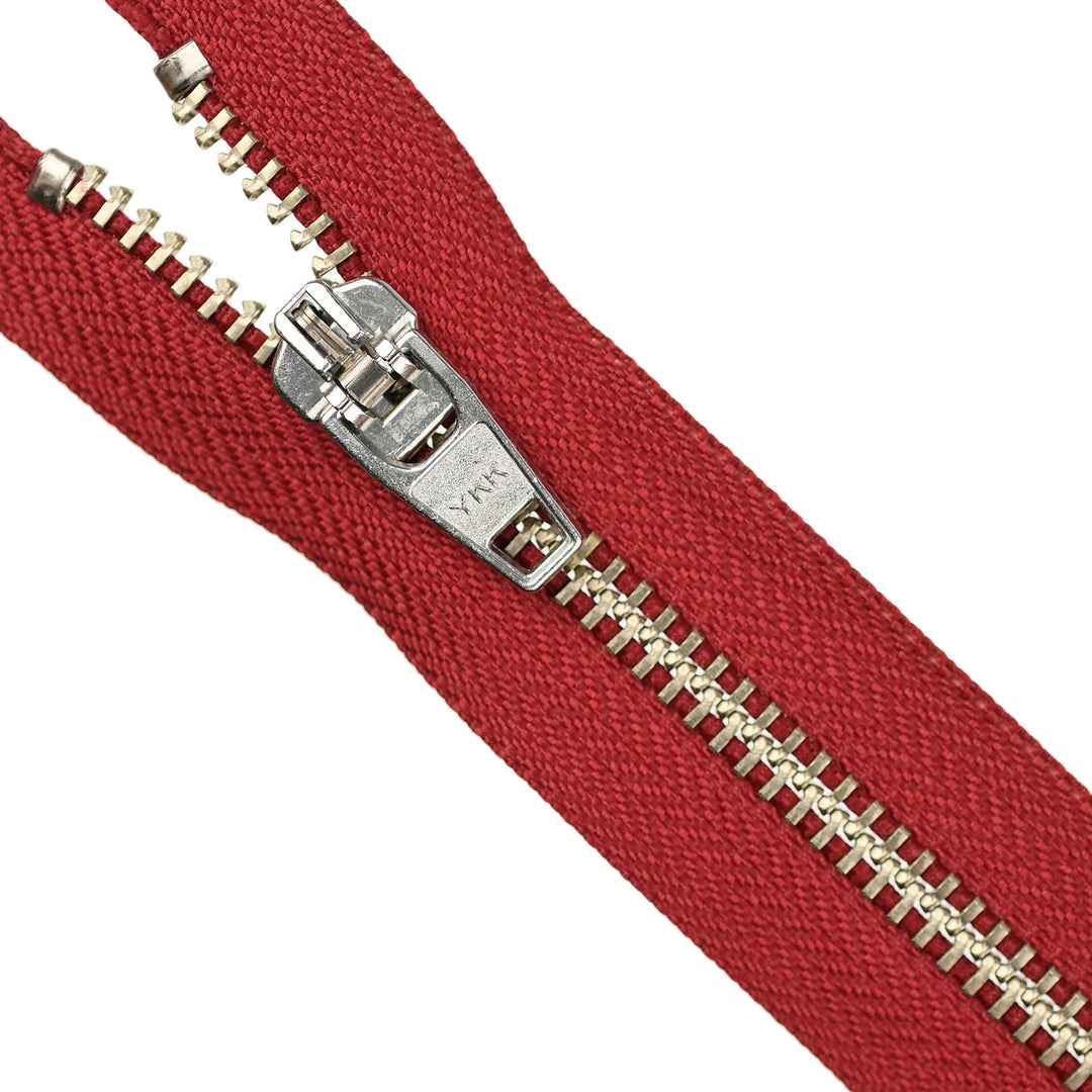 YKK JEAN ZIP NO.5 NICKEL COL 520 DARK RED