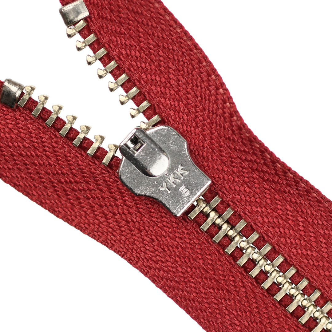 YKK JEAN ZIP NO.5 NICKEL COL 520 DARK RED