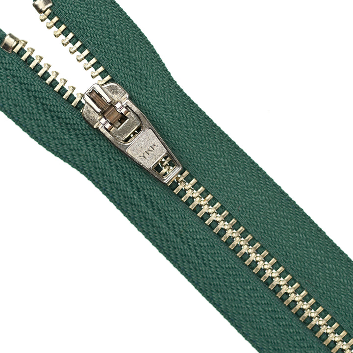 YKK JEAN ZIP NO.5 NICKEL COL 530 BOTTLE GREEN