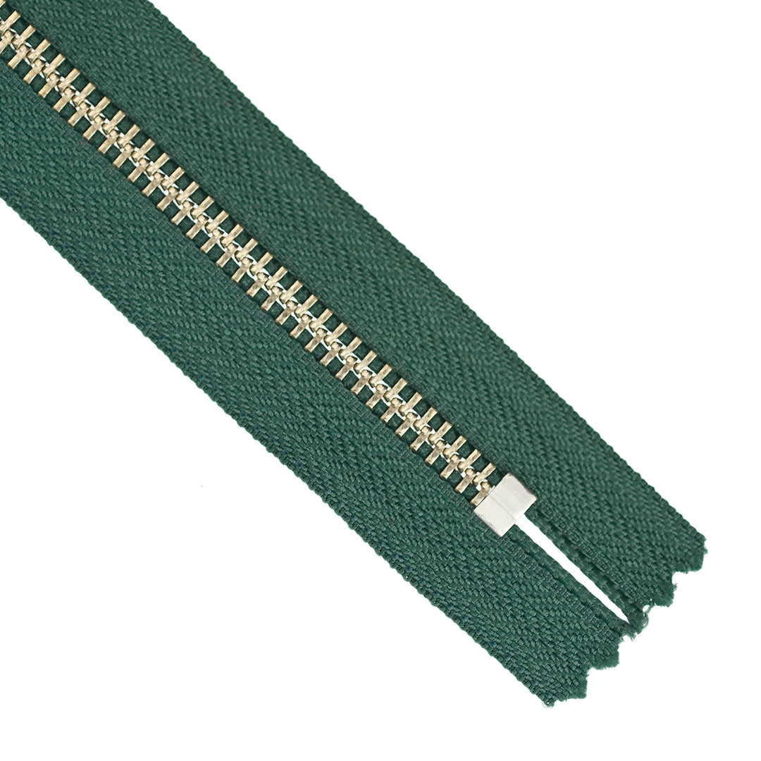 YKK JEAN ZIP NO.5 NICKEL COL 530 BOTTLE GREEN