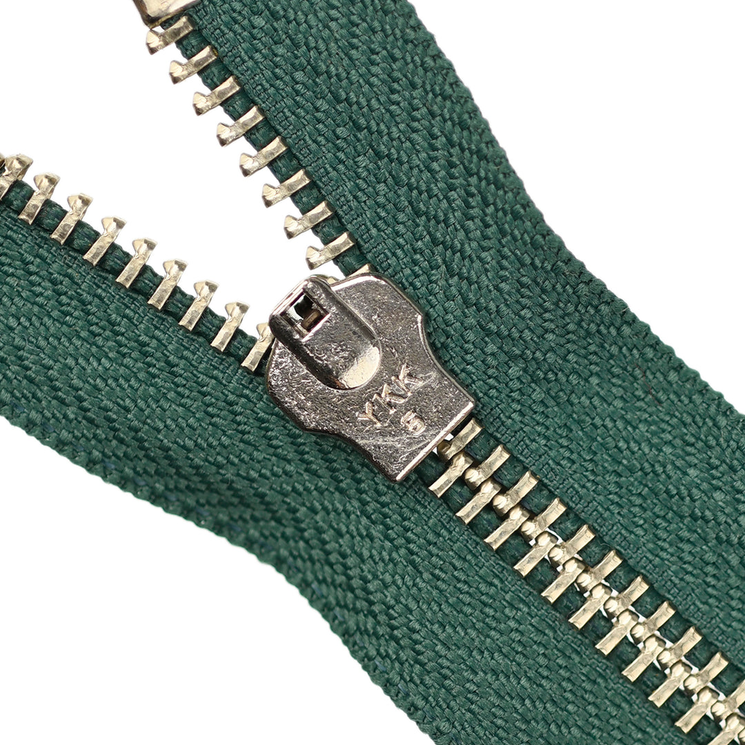 YKK JEAN ZIP NO.5 NICKEL COL 530 BOTTLE GREEN