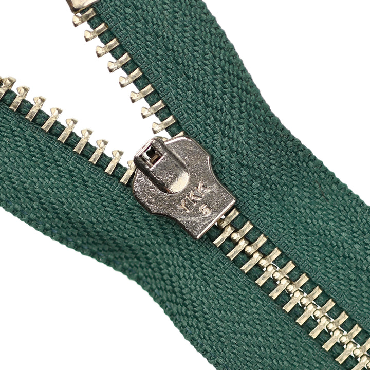 YKK JEAN ZIP NO.5 NICKEL COL 530 BOTTLE GREEN