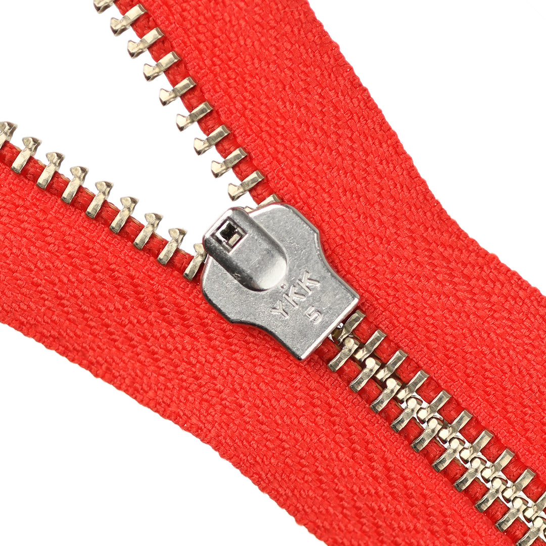 YKK JEAN ZIP NO.5 NICKEL COL 820 VIVID RED