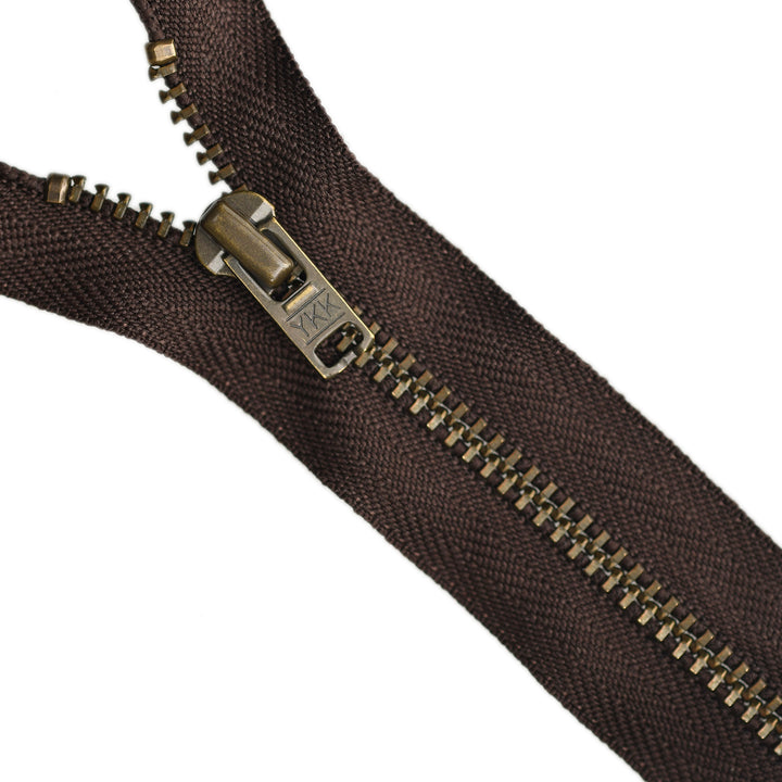 YKK METAL CLOSED-END ZIP NO.4.5 ANTIQUE GOLD COL 570 BROWN