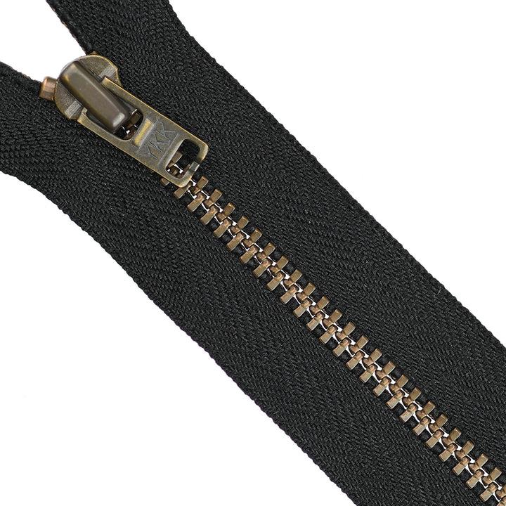 YKK METAL CLOSED-END ZIP NO.4.5 ANTIQUE GOLD COL 580 BLACK