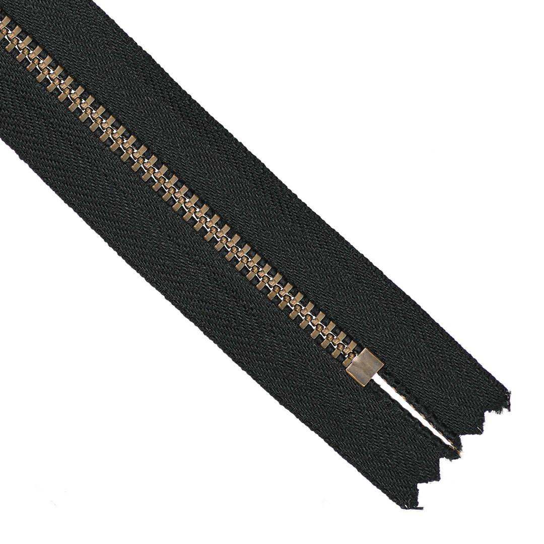 YKK METAL CLOSED-END ZIP NO.4.5 ANTIQUE GOLD COL 580 BLACK