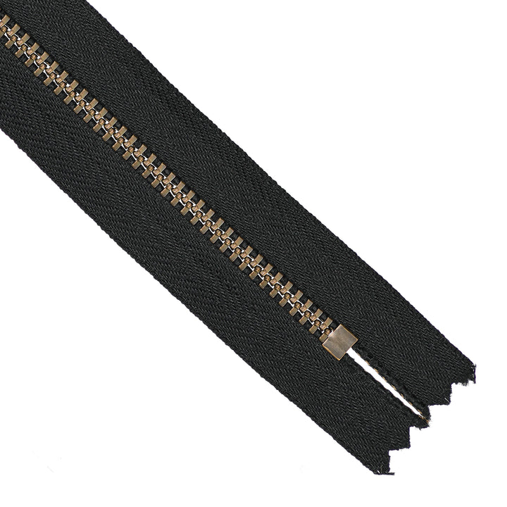 YKK METAL CLOSED-END ZIP NO.4.5 ANTIQUE GOLD COL 580 BLACK