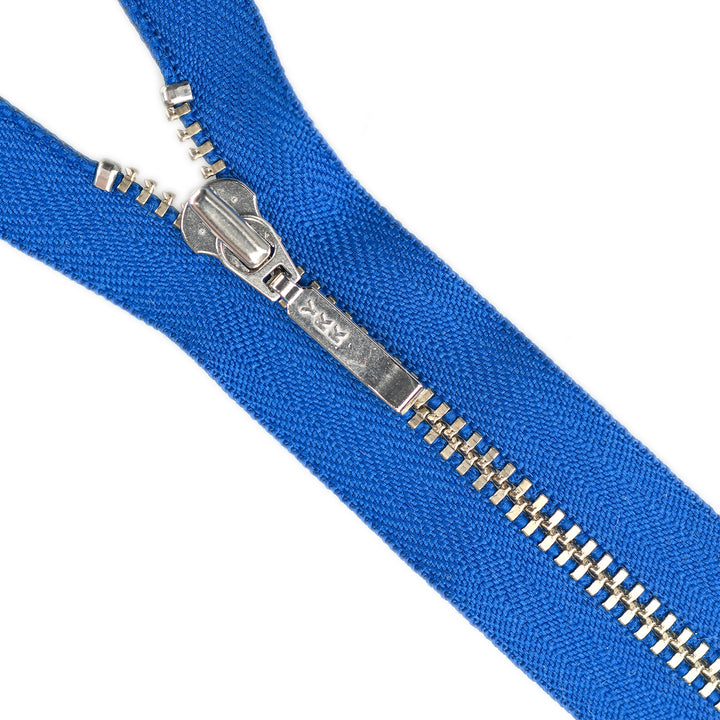 YKK METAL CLOSED-END ZIP NO.4.5 NICKEL BOARD-PULL COL 115 DEEP ROYAL BLUE