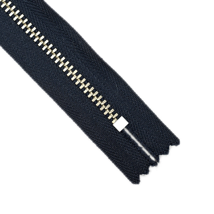 YKK metal zipper on white background