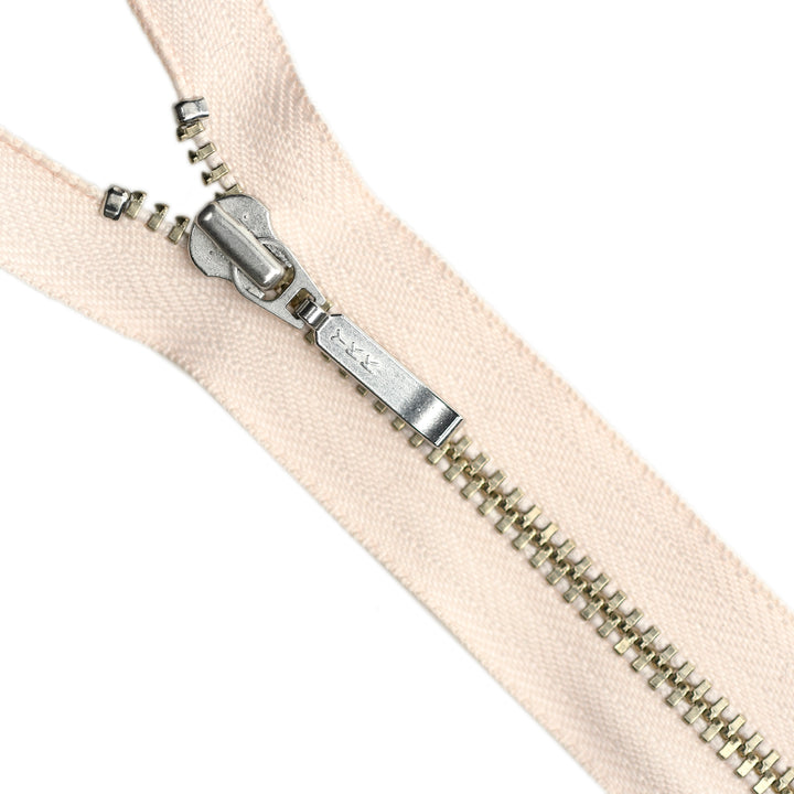 YKK METAL CLOSED-END ZIP NO.4.5 NICKEL BOARD-PULL COL 293 PASTEL PINK