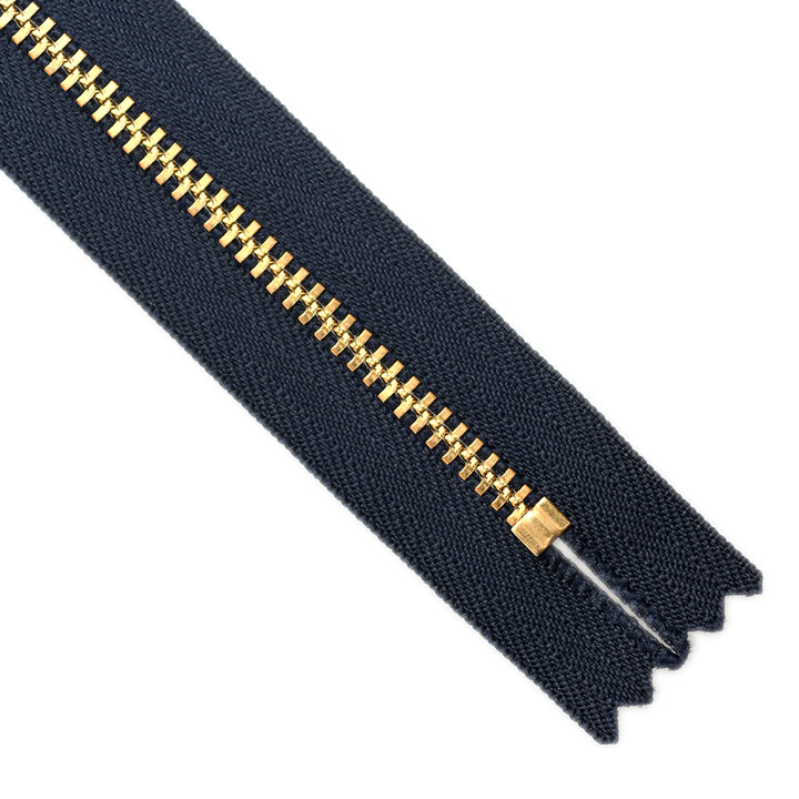 YKK METAL CLOSED-END ZIP NO.4.5 GOLD COL 233 DARK NAVY