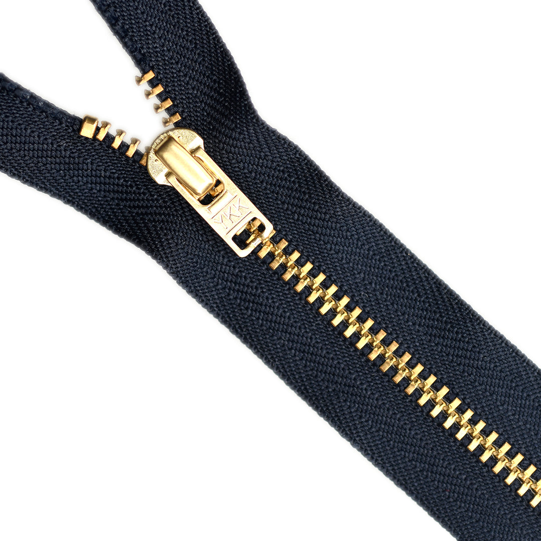 YKK METAL CLOSED-END ZIP NO.4.5 GOLD COL 233 DARK NAVY