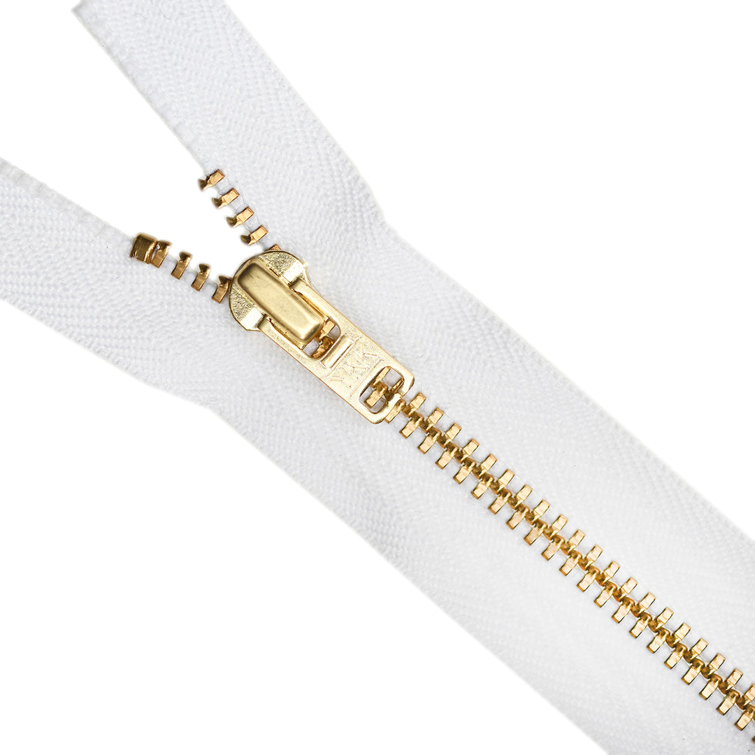 YKK METAL CLOSED-END ZIP NO.4.5 GOLD COL 501 WHITE